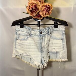 American Eagle Outfitters Light Blue Distressed Denim Cutoff Shorts